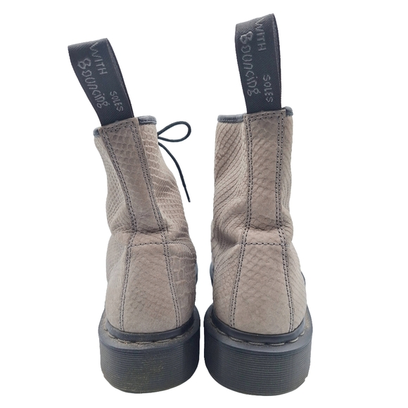 Dr Doc Martens 1460 Textured Snake-Embossed 8 Eye Combat Moto Boots - Picture 8 of 12